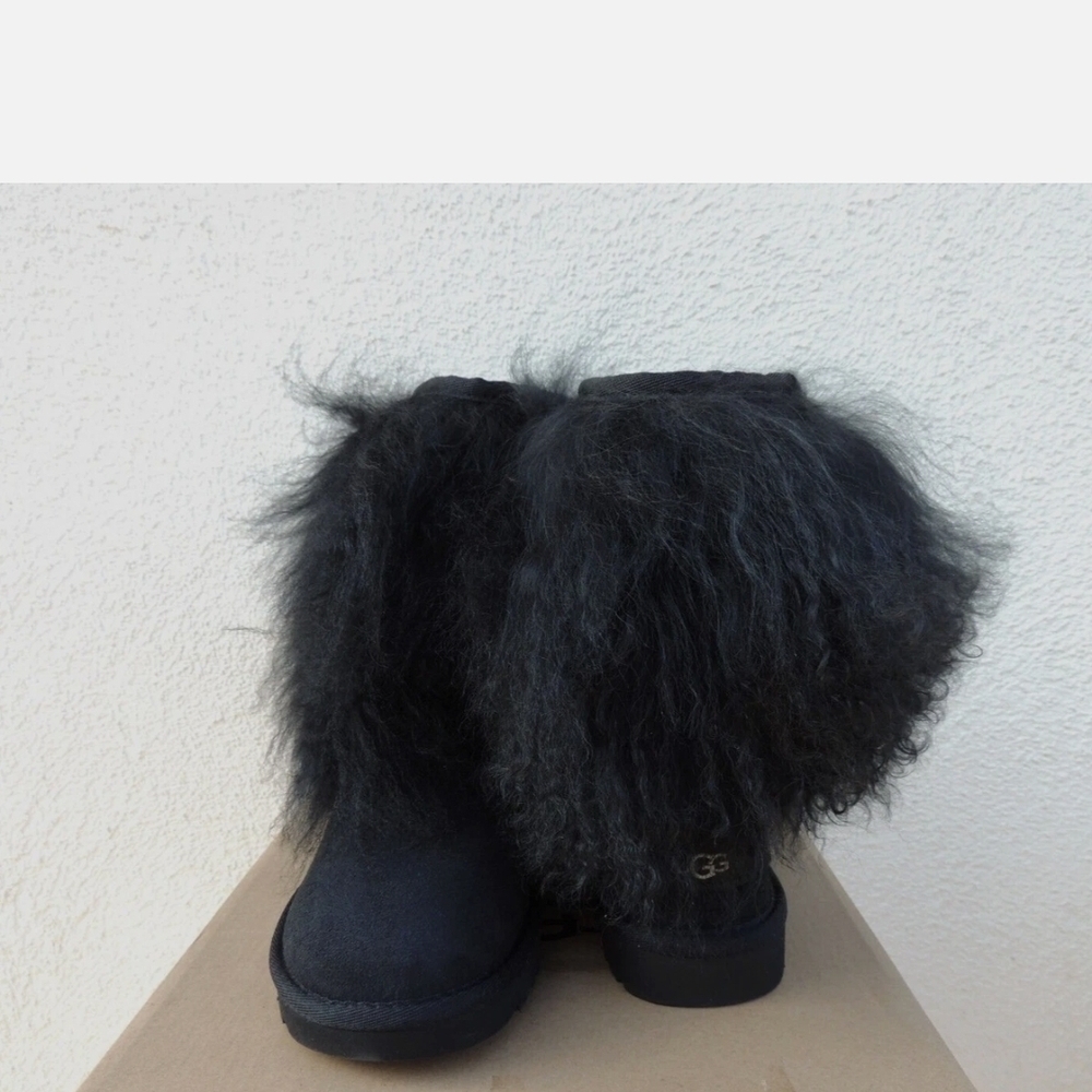 UGG Black Ankle Boots with Fur